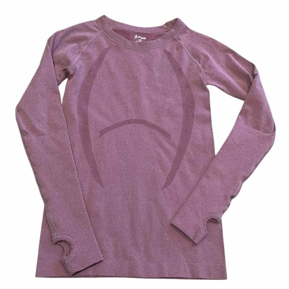 P'tula Active Top Women XS Mauve Seamless Long Sleeve Thumbhole Athleisure Gym